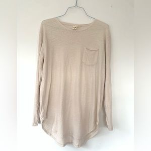 Free people long sleeve slub knit oversized medium oatmeal tunic minimalist